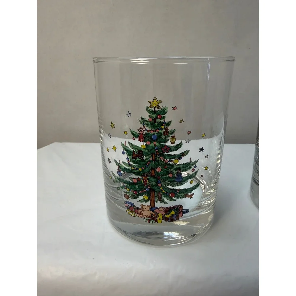 Nikko Christmastime Double Old Fashioned Glasses Set of 3 Christmas Tree Holiday